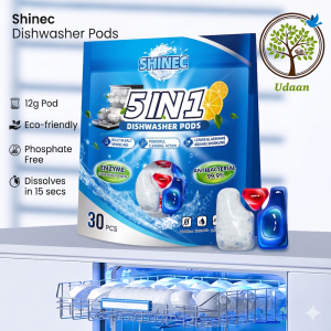 Shinec 5-in-1 Dishwasher Pods: 30 pcs Eco-Friendly Antibacterial Tablet Built-in Salt & Rinse Aid