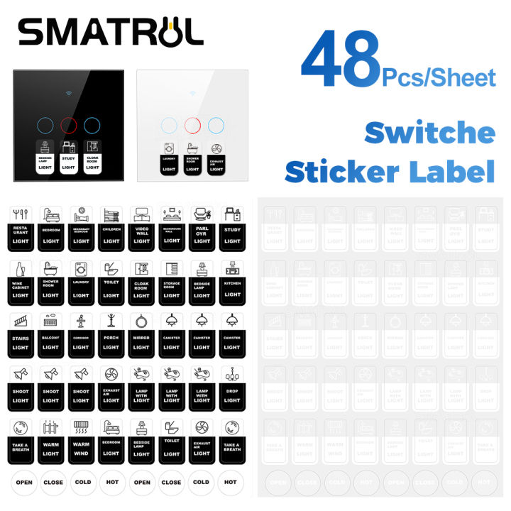 SMATRUL Touch Switch Lcon Sticker Wording Label Push Button Wall Switch