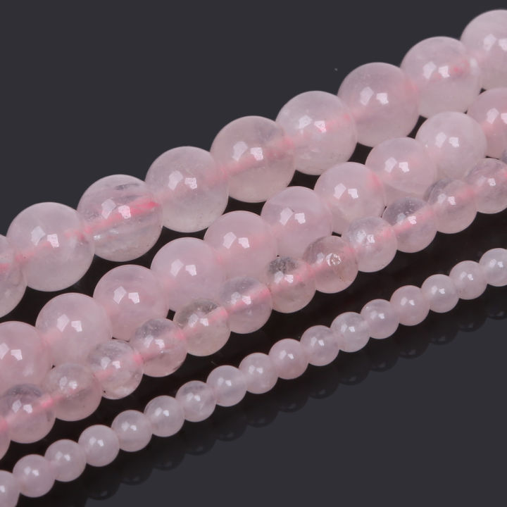 thumbnail image 2 of Natural Pink Quartz Gemstone Jewelry Set | Round Beads Necklace, Bracelet, Earrings | 6/8/10mm 2 of 6