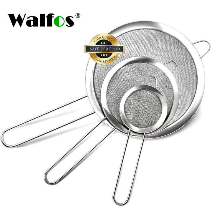 Walfos Stainless Steel Fine Mesh Strainer And Sieve, Reinforced Frame ...