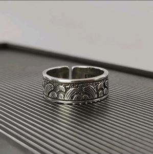Cincin Pria Elegan Motif Sea Wave / Ombak Laut Gaya Retro Model Terbuka