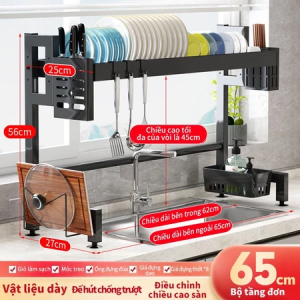 Kệ đựng bát đĩa Trên Bồn Rửa Bát Cao Cấp Đa Năng 1/2 Tầng 65-125CM Kệ Để Chén Đĩa Trên Bồn Rửa Bát Kệ để đồ trong bếp