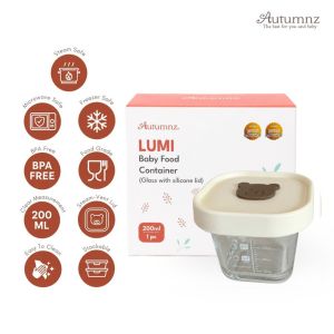 Autumnz Glass Baby Food Container with Silicone Lid 200ml LUMI Storage Cup