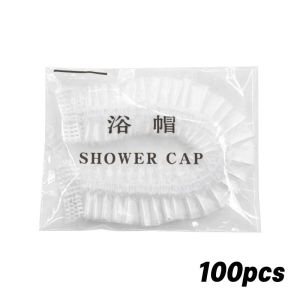 MIAOURLG หมวกอาบน้ําแบบใช้แล้วทิ้ง หมวกคลุมผม หมวกคลุมอาบน้ำ พลาสติกคลุมผม100pcs บรรจุแยกชิ้น