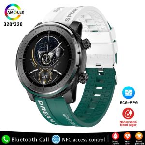 2024 New QW66 Blood Sugar/Glucose Smart Watch ECG+PPG Bluetooth Call Smart Watch Body Temperature Fitness Tracker100+ Sports Waterproof NFC Smart Watch