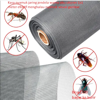 Kasa nyamuk jaring jendela warna abu ukuran 1x1 meter efektif menghalau nyamuk sesuai gambar
