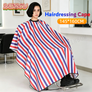 Retro Striped Barber Cape Water Resistant Non-Stick Haircut Apron Salon Household Hairdressing Gown