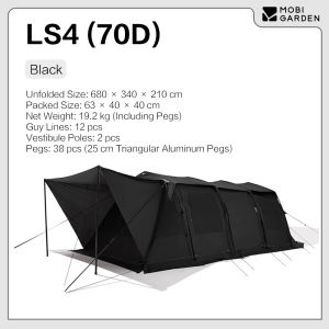 MOBI GARDEN Camping Tent Family Glamping Black Tent Waterproof Rainproof Large Space Outdoor