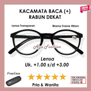 Kacamata Full Plus Frame Hitam Anti Silau Model Terkini Engsel Per Ukuran Ada PLUS 1.00 SAMPAI PLUS 3.00 PRIA WANITA - GRATIS KOTAK