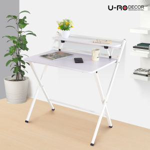 U-RO DECOR รุ่น SYDNEY (ซิดนีย์) โต๊ะคอมอเนกประสงค์พับได้ โต๊ะพับเก็บได้ โต๊ะทำงาน  2 Tiers Computer Desk portable laptop [มี 2 สี]