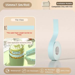 NIIMBOT H1S Color Waterproof Thermal Label Stickers Continuous Printing Paper for Home Office & Gift Tags