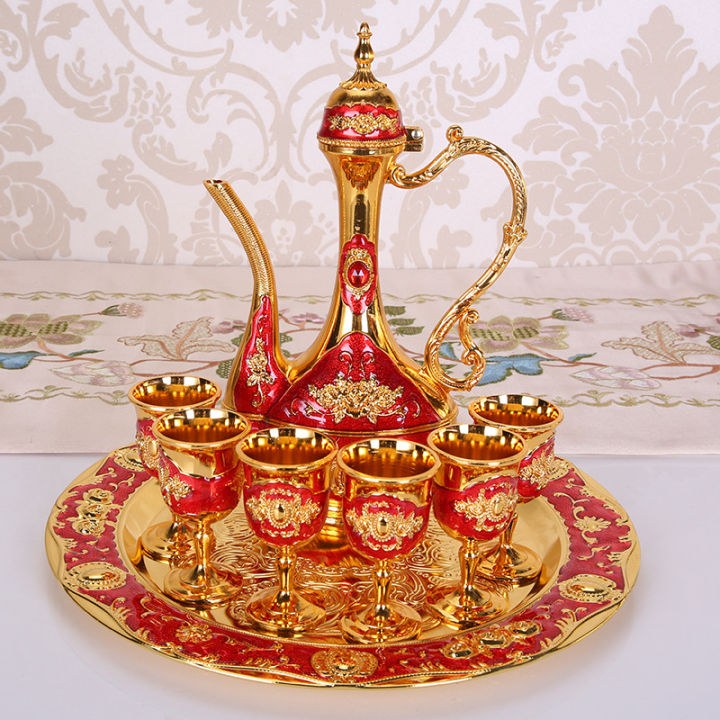 Mimore Teko Arab Aladin Set 7 Gold Warna Emas Ornamentset Gelas Anggur Kendi Lazada Indonesia 0357