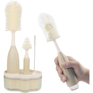 Baby Bottle Brush - Multi-functional Liquid Storage and Squeezing Cup Brush - Cup Cleaning Silicone Brush - Nipple Cleaning Set