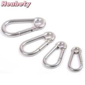 Heabety M4 M5 M6 M7 M8 Stainless Steel Carabiner Carbine Snap Hook with Eyelet Spring Buckle Key Ring