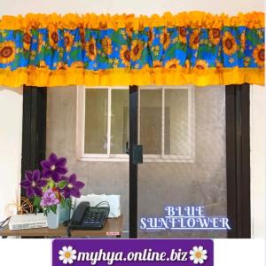 all blue sunflower design curtain- valancer/sink/msp/whole and others Fabric window curtain home decor