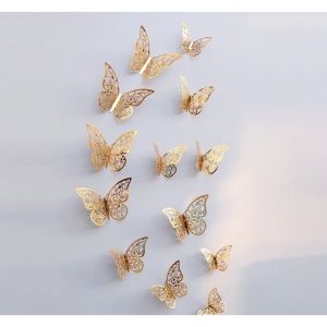 Combo 12 bướm 3D C31 ép mạ kim loại trang trí TTNTC31