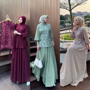 BEST SELLER Clara Dress Bahan Ceruty mix Brukat Premium / Gamis Wanita Terbaru 2025 / Gamis Kondangan Mewah Elegan / Dress Muslim / Fashion Wanita Muslim