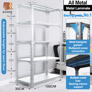 Multi-Purpose 3/4/5 Steel Rack Metal Shelf Book Shelves Kitchen Storage Rack- Small Metal Powder Coated Shelf for Kitchen Warehouse Store