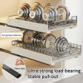 Veckle Pull-out Basket for Kitchen Cabinet Stainless Steel Dish Rack Organizer Pullout Shelves Plates Organizer. 