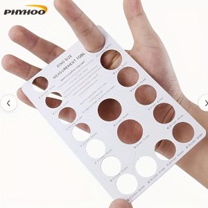 PHYHOO 5PCS US & EU Ring Size Measuring Template Card White Paper Ring Sizer Gauge Sizes US 5-13 EU 50-72