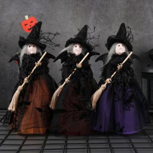 BABYBANG Funny Halloween Tree Top Star Witch Doll Handicraft Cute Halloween Witch Decoration Holiday Decor Scary Broom Witch Decoration Ghost Festival Decor