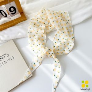 CLM ผ้าพันคอ ทรงสี่เหลี่ยม สไตล์เกาหลี ผ้าคาดผมชีฟอง เรียบง่าย กันแดด  Silk scarf