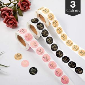 GY🌠🌠🌠 500pcs Thank You Round Sticker Scrapbook Letter Handmade Stickers Seal Labels Stickers Wedding Gift Flower Decoration