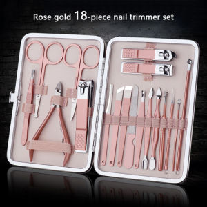 7/10/12/16/18PCS Set Manicure Set Professional Nail Clippers Kit Pedicure Care Tools Stainless Steel Grooming Tools with Travel Case for Travel &Home