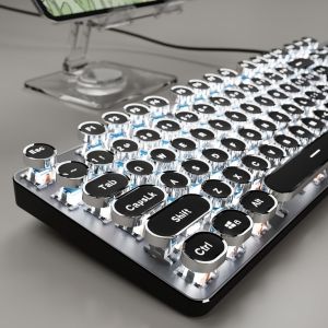 SG [In Stock] EWEADN TK100 Typewriter Keyboard Wired Mechanical Keyboard 104 Keys Removable