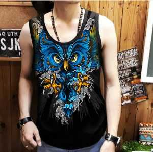 GENIUS SHOP "/ kaos terbaru singlet combad Distro Pria owl biru1/brkualitas harga murah/bisa cod