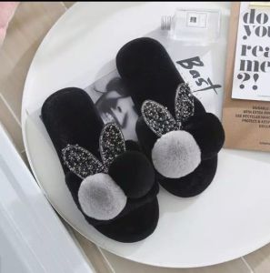 Bmel sandal bulu wanita / sandal cewek /sandal gadis / sandal wanita simple / sendal bulu / Sandal Wanita Korea Slop Bulu Variasi Pom-Pom Rabbit Terbaru