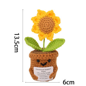 ช่อดอกไม้ดอกไม้โครเชต์ขนาดเล็กทำด้วยมือตั้งโต๊ะในบ้านตกแต่งห้อง