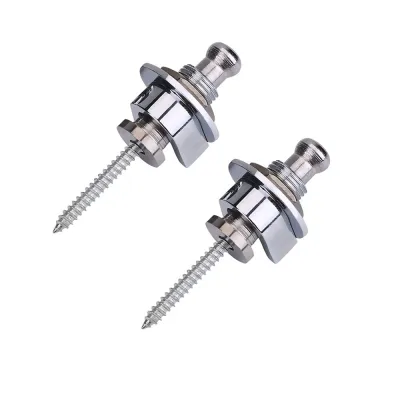 MADEWITH 2pcs ​Anti-Skid Guitar Strap Locks​ Metal ​Silver/​Black/Gold ​Strap Retainer System​ Secure Hold​ Easy Installation ​Strap Lock Buttons for Electric Guitar