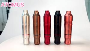 ชุดเครื่องสักโรตารี่ ATOMUS แบบปากกา พร้อมตลับหมึก ปืนสักลายเส้นและเงา พร้อมสายไฟ DC มอเตอร์ 9000r/m ชุดเครื่องสักโลหะผสมสังกะสีสำหรับศิลปะบนร่างกาย (แชมเปญ)