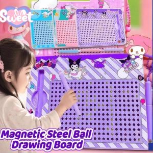 Cartoon Kuromi Meldoy Magnetic Drawing Board Toy Educantional Toy Large Doodle Board with Pen & Bead