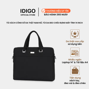 Túi đựng laptop 14 inch da thật túi xách công sở nam nữ đựng tài liệu A4 IDIGO MB1 - 20000