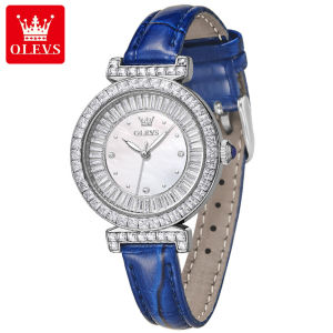 OLEVS Womens Watch Original Brand 100% Waterproof Diamond Leather Strap Quartz Watch Luminous Korean Style Elegant Casual