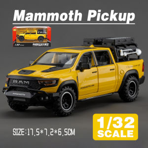 LEO 1:32 Dodge Ram Mammoth Pickup Diecast Alloy Car Model Gift for Boys Children Kids Toy Off-road Vehicle Sound and Light Metal Cars Toys