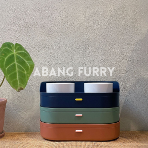 Abang Furry• 2IN1 Double-Ceramic Pet Bowl Storage For Cat Dog Pet feeding Bowl Food Bowl Mangkuk Kucing 双陶瓷储存式宠物猫狗粮食碗水碗