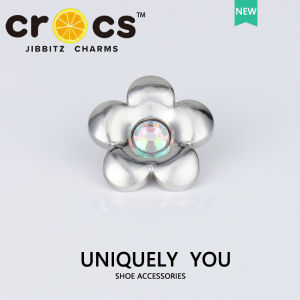 Metal jibbitz cross Shoe Buckle Silver Flower High Quality metal Shoe Accessories