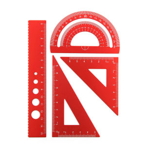 Original Royqueen Custom DIY Name 4pcs Set Aluminum Alloy Student School Stationery Drawing Learning Metal Ruler Personized Name Logo Unique Exclusive Gift Metal Ruler For Kids