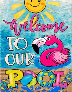 Muyankissu 5D Diamond Art Kits for Summer Welcome to Our Pool Cross Stitch Crystal Rhinestone Paintings Pictures Arts Wall Decor Painting Dots Kits 12x16inch … …