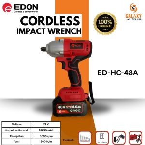 CORDLESS IMPACT WRENCH EDON 48V  600 N.M BOR BUKA BAUT KUNCI 48 VOLT 2 BATERAI 100% Original