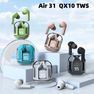 2024 Original QX10 Air 31 TWS Transparent ENC Noise Canceling Wireless Bluetooth 5.3 Earbuds HiFi Stereo Headphones with Digital Display Charging Case Waterproof Gaming
