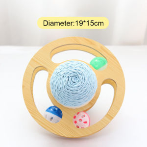 Wooden Sisal Cat Tumbler with Teaser Ball Self Rotating Track Rope Ball Toys Pet Interactive Toys