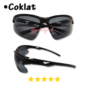 Kacamata Fashion Lensa Hitam Anti Silau Matahari Model Wrap Around Sport Half Rim Cocok Untuk Di Pakai Pria Wanita - sunglasses protection uv
