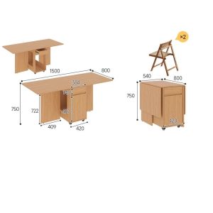[PRE-ORDER] Solid wood OSB folding dining table and chair set modern minimalist style suitable for small apartments extendable and movable storage.