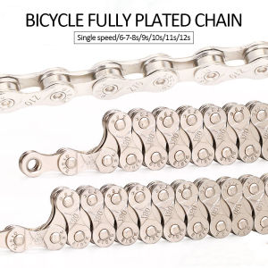 Bicycle Chains 6 7 8 9 10 11 12 Speed Velocidade Titanium Plated Silver Road Bike MTB Chain Part Cycling 116/114 Links