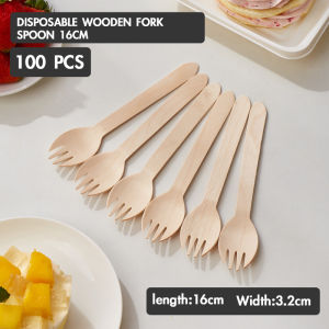 100Pcs Disposable Spork Wooden Spork Eco-Friendly Cutleries Dessert Spoon Ice Cream Spoon Dessert Cupcake