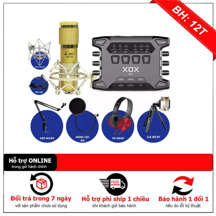 [ Phiên Bản Quốc Tế 2022 ] Combo Sound Card XOX BD2 ( Bluetooth ) Và Micro Thu Âm BM900 Live